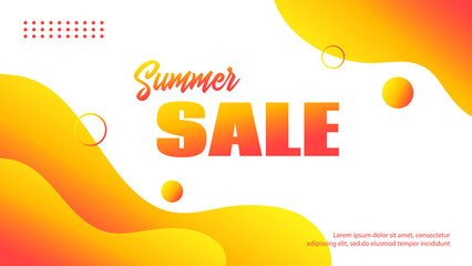 Wall Mural - summer sale liquid yellow banner. vector abstract background for special offer advertisement. social