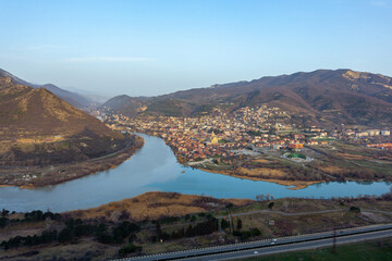 Wall Mural - Panoramic view of the old city Mtskheta and Svetitskhoveli Cathedral, Mtskheta