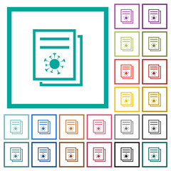 Canvas Print - Covid documentation flat color icons with quadrant frames