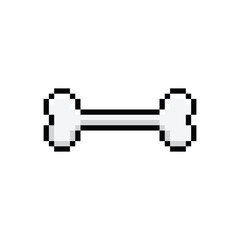 Poster - pixel bone icon.  Vector pixel art dog bone 8 bit logo for game