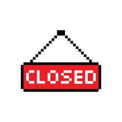 Poster - pixel closed  icon.  Vector pixel art closed  button 8 bit logo for game