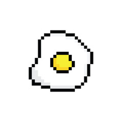 Poster - pixel egg icon. vector pixel art fried eggs 8 bit logo for game