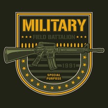 Military Weapon Colorful Vintage Logotype