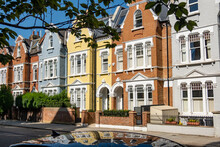 Street Of Colourful Houses In Kensington, West London