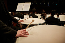 Close-up Of Hands Playing Timpani
