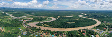 Aerial View Of Padas River At Beaufort Sabah, Malaysia.