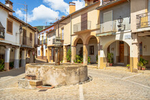 Antique Fountain In A Town Square, Guadalupe, Spain