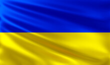 Realistic Vector Ukrainian Waving Flag. Glory To Ukraine Background.