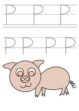 P Pig Alphabet Word Tracing Exercise Coloring Alphabet For Kids