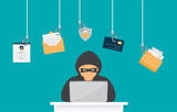 Fototapeta Pokój dzieciecy - Phishing scam concept. Hacker fraud protection, password steal, data phishing