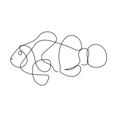 Wall Mural - clownfish continuous line drawing. One line art 