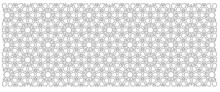 2D CAD Drawing Of Islamic Geometric Pattern. Islamic Patterns Use Elements Of Geometry That Are Repeated In Their Designs. The Pattern Is Drawn In Black And White. 
