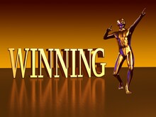 Winning Gold Block Lettering With One Gold Figure