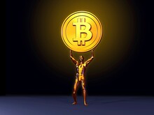 Bitcoin Lifted High By Golden Athlete
