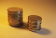 Close-up Of Two Stacks Of Coins