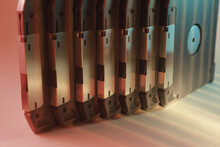 Close-up Of An Array Of Floppy Disks