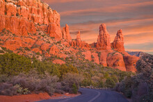 Rock Formations On A Landscape, Chapel Road, Sedona, Arizona, USA