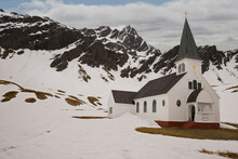 Church On A Snow Covered Landscape, Grytviken, South Georgia Island, South Sandwich Islands