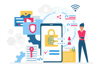 Aufkleber - General data protection regulation security system. Digital privacy passwords and scanning authorization