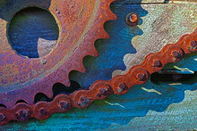 Rusty Gear And Chain, Hansville, Kitsap County, Washington State, USA
