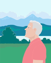 Retirement Man, Linda Braucht (20th C. American), Computer Graphics