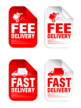 Free Delivery, Fast Delivery Red, White Stickers Set