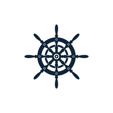 Wooden Ship Steering Wheel Icon Logo Design. Ship Pirates Symbol Stock Vector Illustration