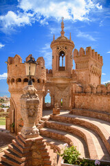 Canvas Print - View of the pretty Colomares castle, town of Benalmadena, Andalucia, Spain