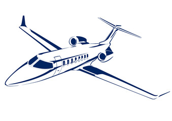 Executive light class business jet plane flying