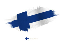 Painted Brushstroke Flag Of Finland With Waving Effect.