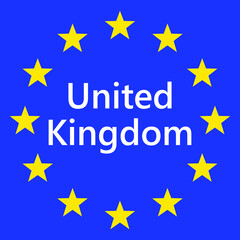 Wall Mural - flag of european union with united kingdom. eu flag. country border sign of the of uk. vector illust