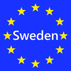 Wall Mural - flag of european union with sweden. eu flag. country border sign of the of sweden. vector illustrati