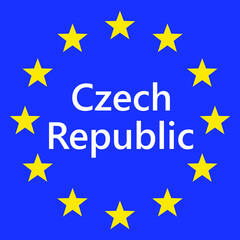 Wall Mural - flag of european union with czech republic. eu flag. country border sign of the of czech republic. v