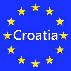 Wall Mural - Flag of European Union with Croatia. EU Flag. Country border sign of the of Croatia. Vector illustration.