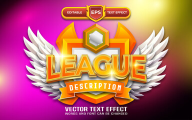 League 3d game logo with editable text effect