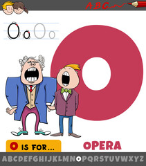 letter O from alphabet with opera singers characters