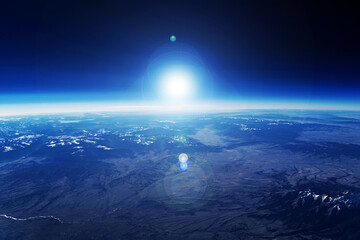 Wall Mural - sunrise over the planet from space. elements of this image furnished by nasa