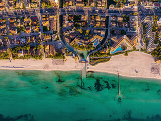 Wall Mural - aerial view of the beach in palma de mallorca with the town and harbor below beautiful coastline sce