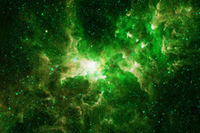Bright Green Nebula. Elements Of This Image Furnished By NASA