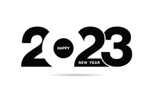 Happy New Year 2023 Text Design. For Brochure Design Template, Card, Banner. Vector Illustration. Isolated On White Background.
