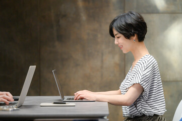 Woman working on a computer