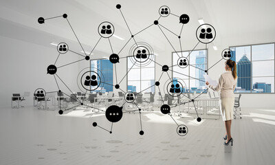 Wall Mural - Networking and social communication concept as effective point for modern business