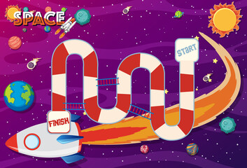 Wall Mural - Game template with space theme background