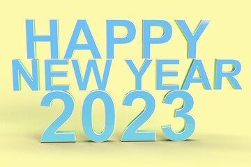 Happy New Year 3d rendering, bold 3d rendering, and new year concepts for calendar and design.