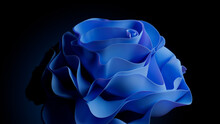 Contemporary Flower Design Background, With Undulating, Abstract Blue Layers. 3D Render.