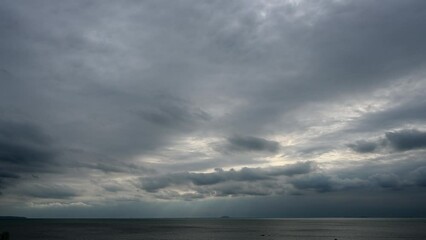 Wall Mural - landscape sea view with dark cloudy moving above sky