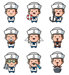 Sticker - The collection of the mascot happy sailor boy bundle set