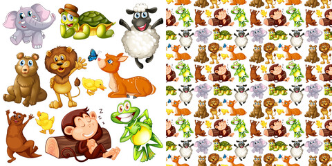 Poster - Cute animals cartoon set on white background