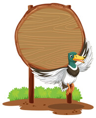 Poster - Blank round wooden signboard with animal