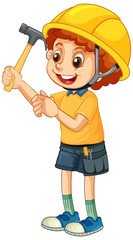 Poster - A boy wearing construction worker